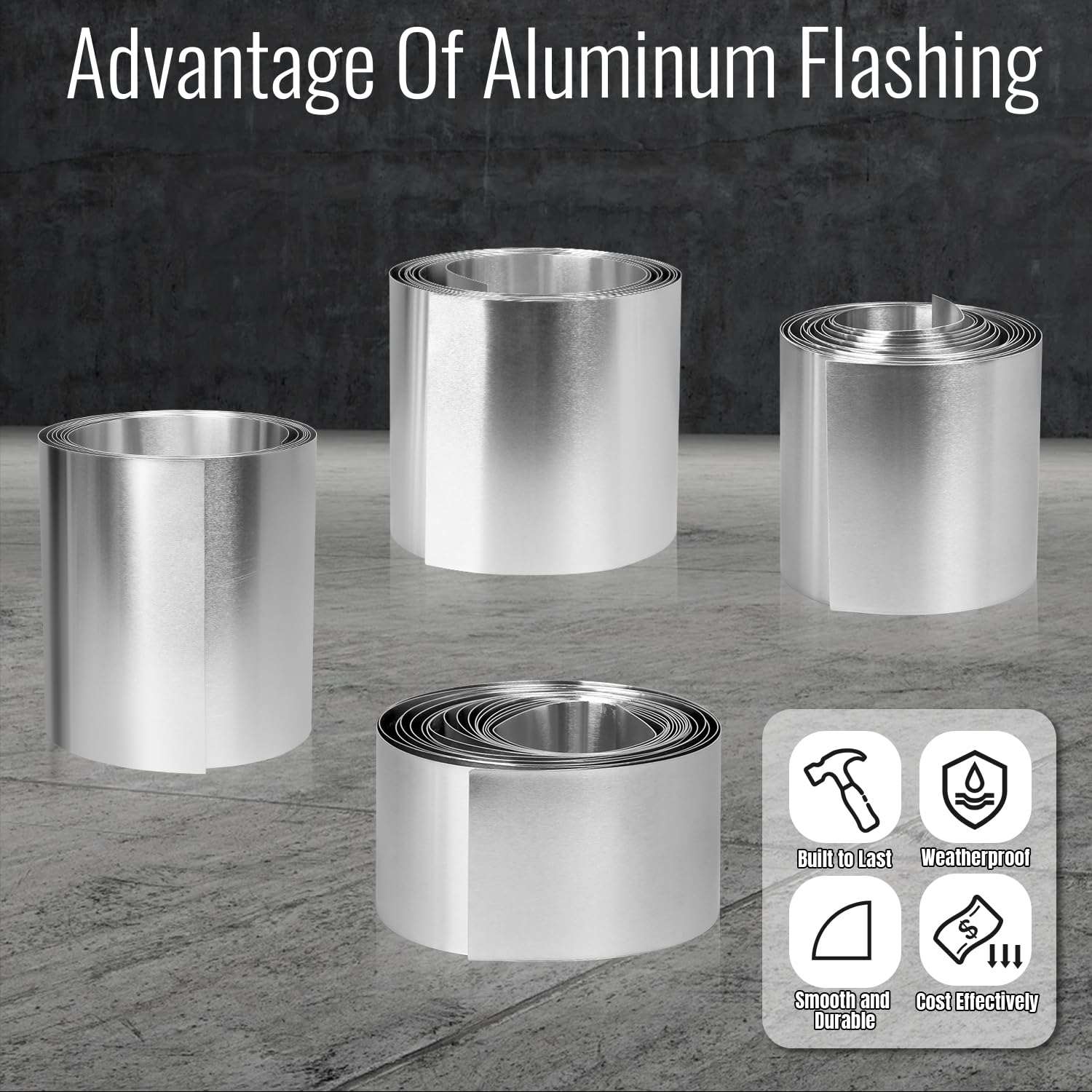 Uxneymetal Aluminum Flashing Roll 2 Inch x 11 Ft, 27 Gauge Roof Flashing Metal Roll, Flexible and Bendable Aluminum Sheet Metal Strip for Roof Repair, Sealing, Siding, and DIY Projects