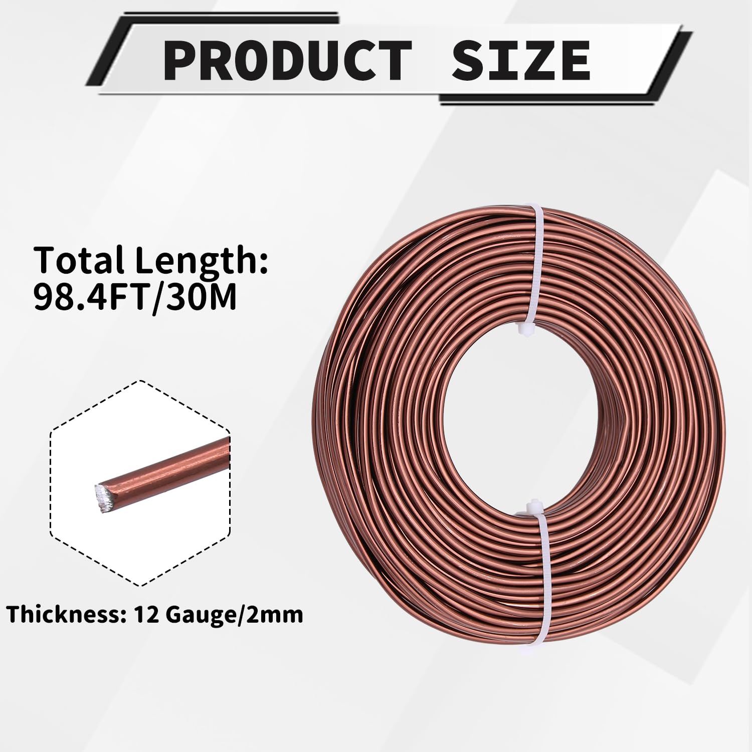 12 Gauge Aluminum Craft Wire, 100 Feet 2mm Bendable Metal Wire for Jewelry Making, Sculpting and Floral Design, Soft Armature Wire for DIY Crafts (Bronze)