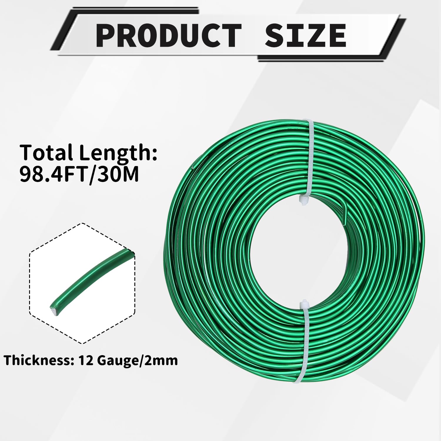 12 Gauge Aluminum Craft Wire, 100 Feet 2mm Bendable Metal Wire for Jewelry Making, Sculpting and Floral Design, Soft Armature Wire for DIY Crafts (Green)