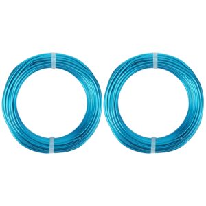2 Rolls Aluminum Craft Wire, 15 Gauge (1.5mm) Flexible Metal Wire for Jewelry Making, 65.6 Ft (32.8 Ft/Roll) Bendable Armature Wire for Bonsai, Sculpting and DIY Crafts [Aqua Blue]