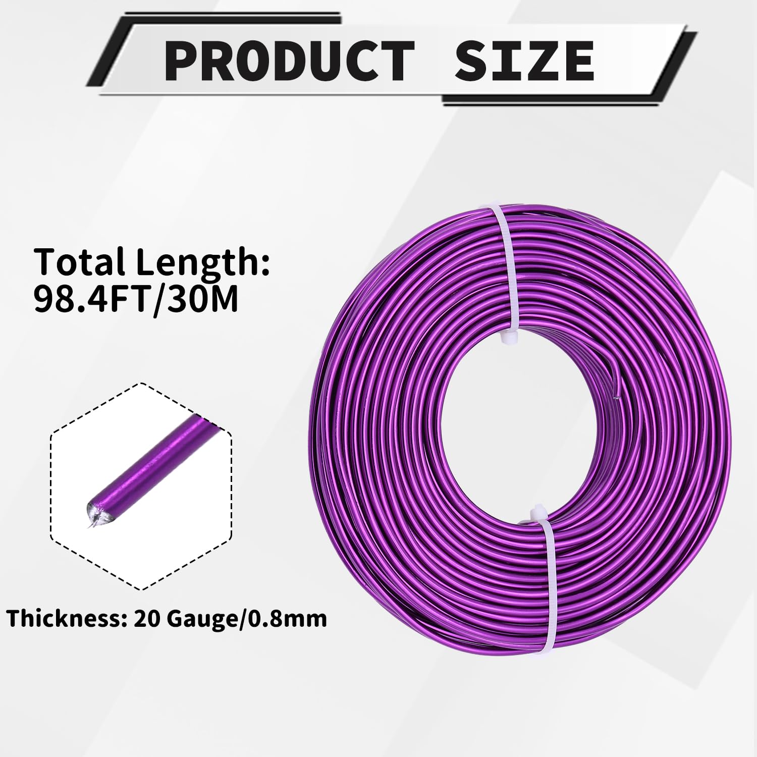20 Gauge Aluminum Craft Wire, 100 Feet 0.8mm Bendable Metal Wire for Jewelry Making, Sculpting and Floral Design, Soft Armature Wire for DIY Crafts (Purple)
