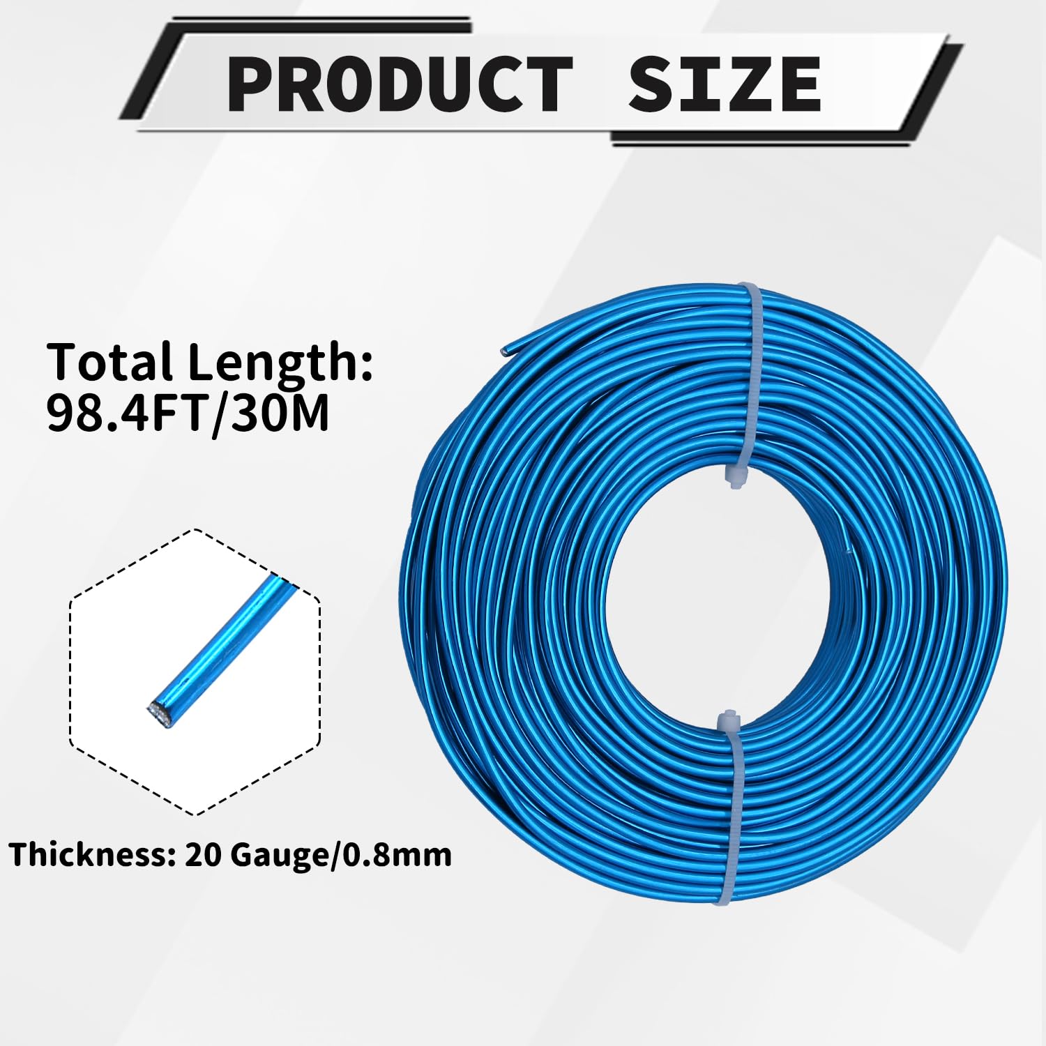 20 Gauge Aluminum Craft Wire, 100 Feet 0.8mm Bendable Metal Wire for Jewelry Making, Sculpting and Floral Design, Soft Armature Wire for DIY Crafts (Aqua Blue)