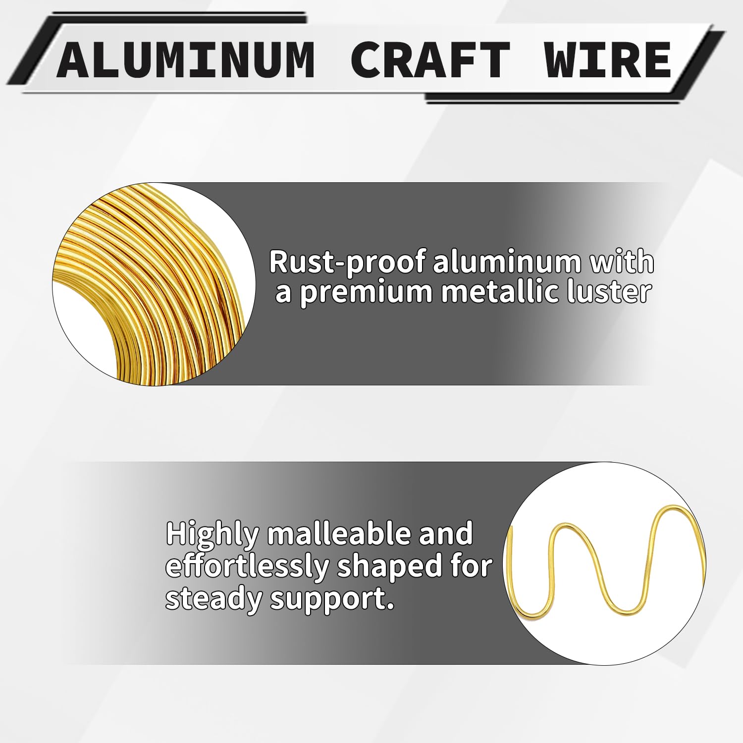 9 Gauge Aluminum Craft Wire, 100 Feet 3mm Bendable Metal Wire for Jewelry Making, Sculpting and Floral Design, Soft Armature Wire for DIY Crafts (Gold)
