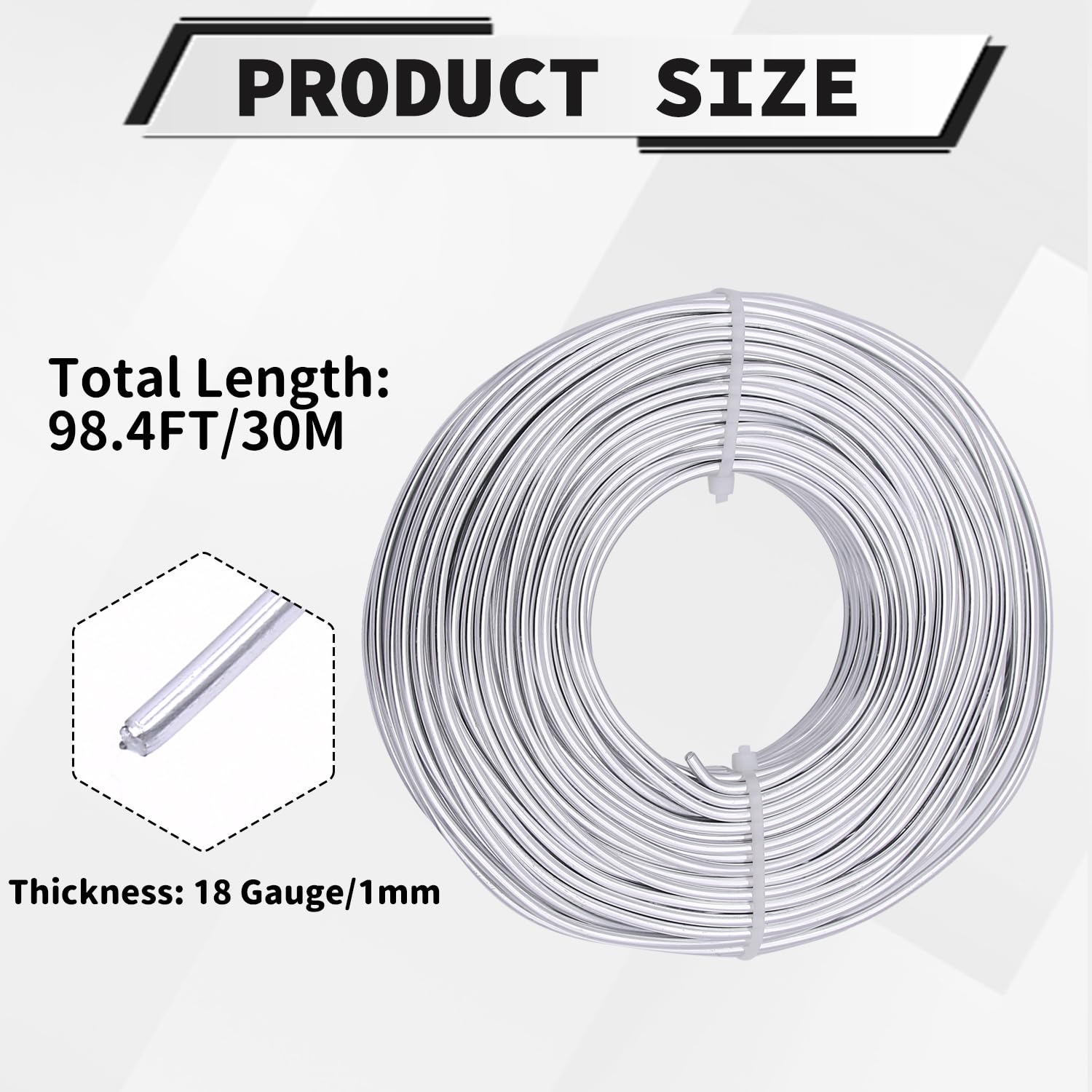18 Gauge Aluminum Craft Wire, 100 Feet 1mm Bendable Metal Wire for Jewelry Making, Sculpting and Floral Design, Soft Armature Wire for DIY Crafts (Silver)