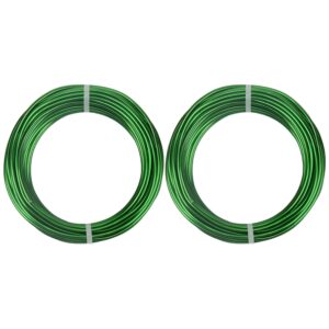 2 Rolls Aluminum Craft Wire, 10 Gauge (2.5mm) Flexible Metal Wire for Jewelry Making, 65.6 Ft (32.8 Ft/Roll) Bendable Armature Wire for Bonsai, Sculpting and DIY Crafts [Green]